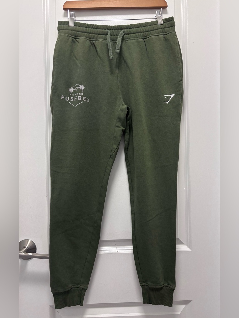 Gymshark Olive Green Men's Joggers with FuseBox Logos